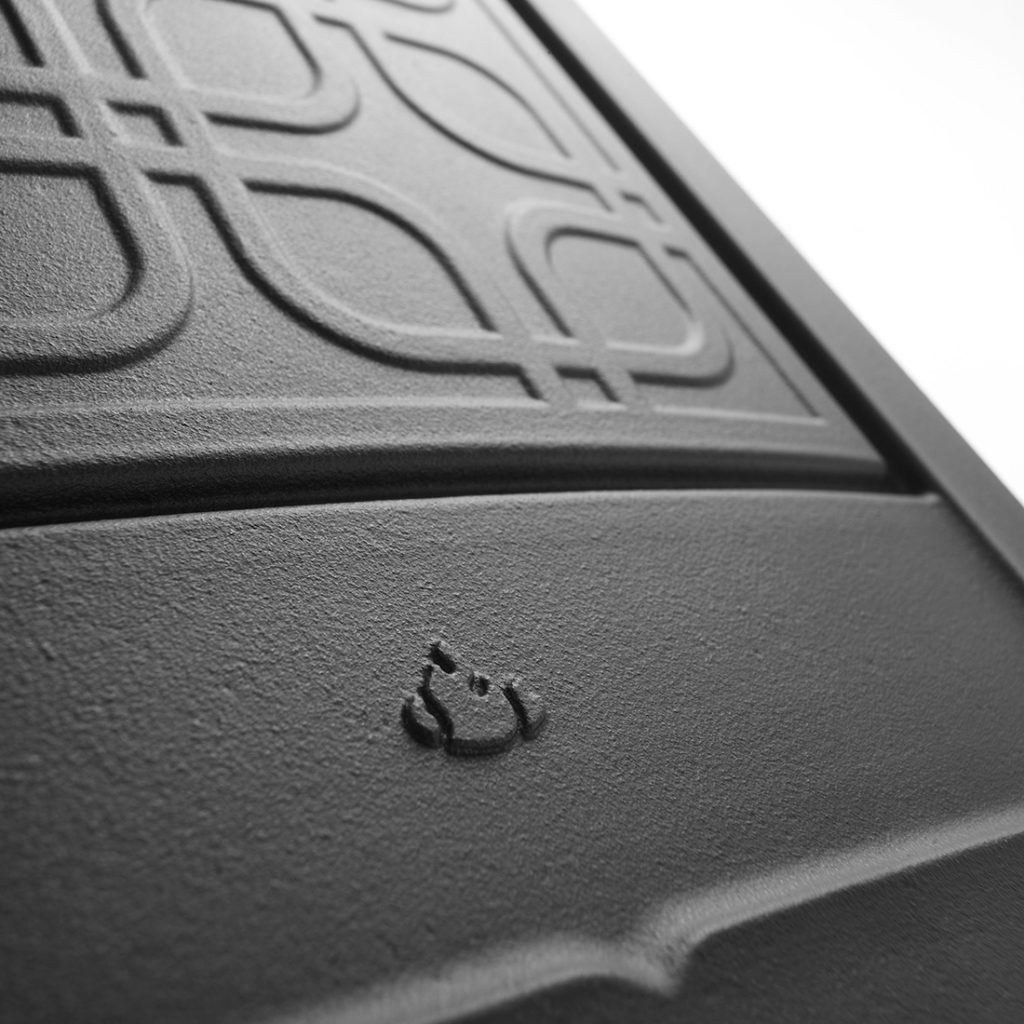 Close up detail of a HearthStone cast iron stove