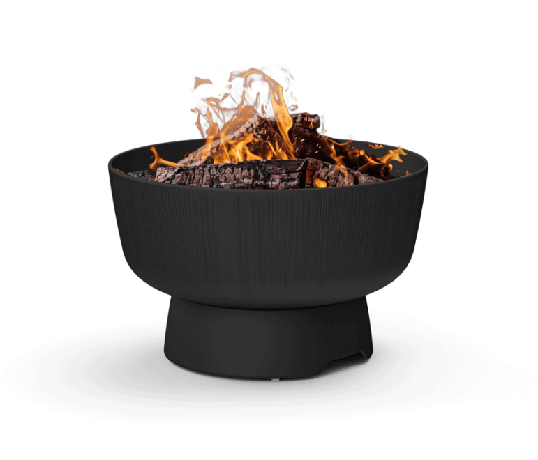 24 inch fire pit made of textured cast iron